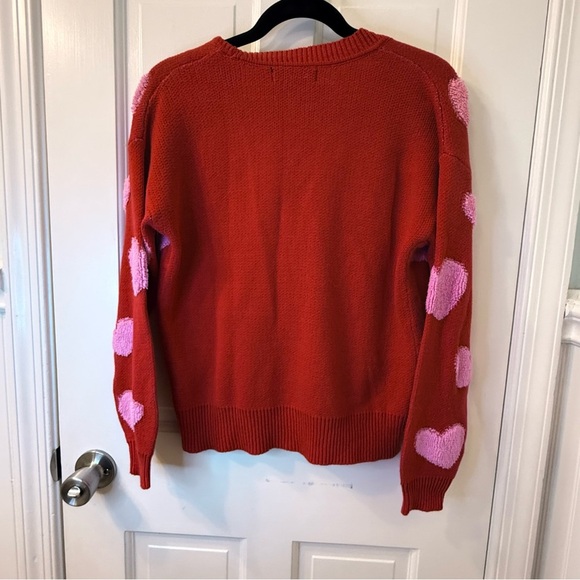 32 Degrees Heart Pattern Cardigan in Red and Pink - Picture 6 of 9